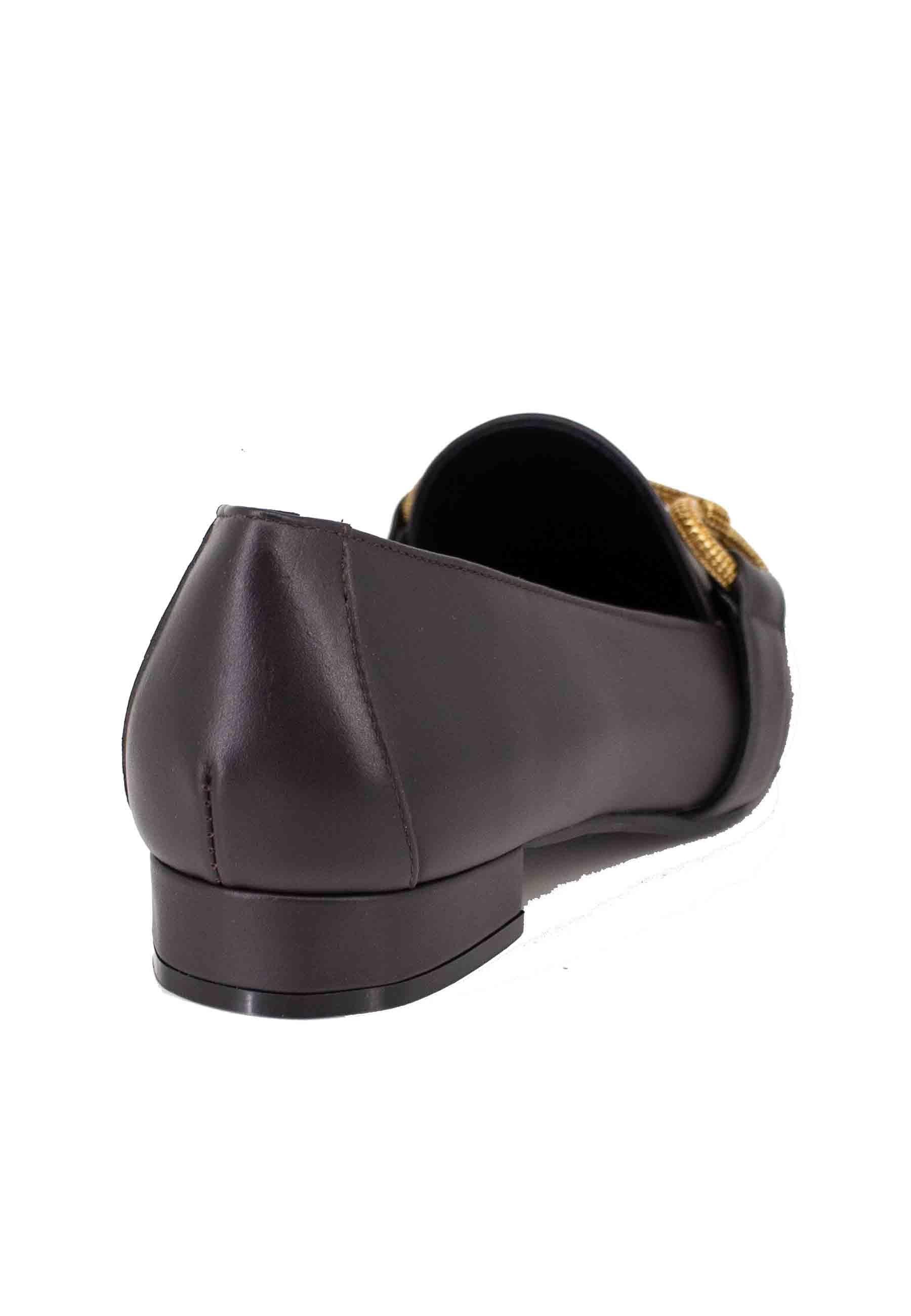 Mocassini donna in pelle testa di moro tacco basso con morsetto e punta a punta SP182 014 Spatarella 