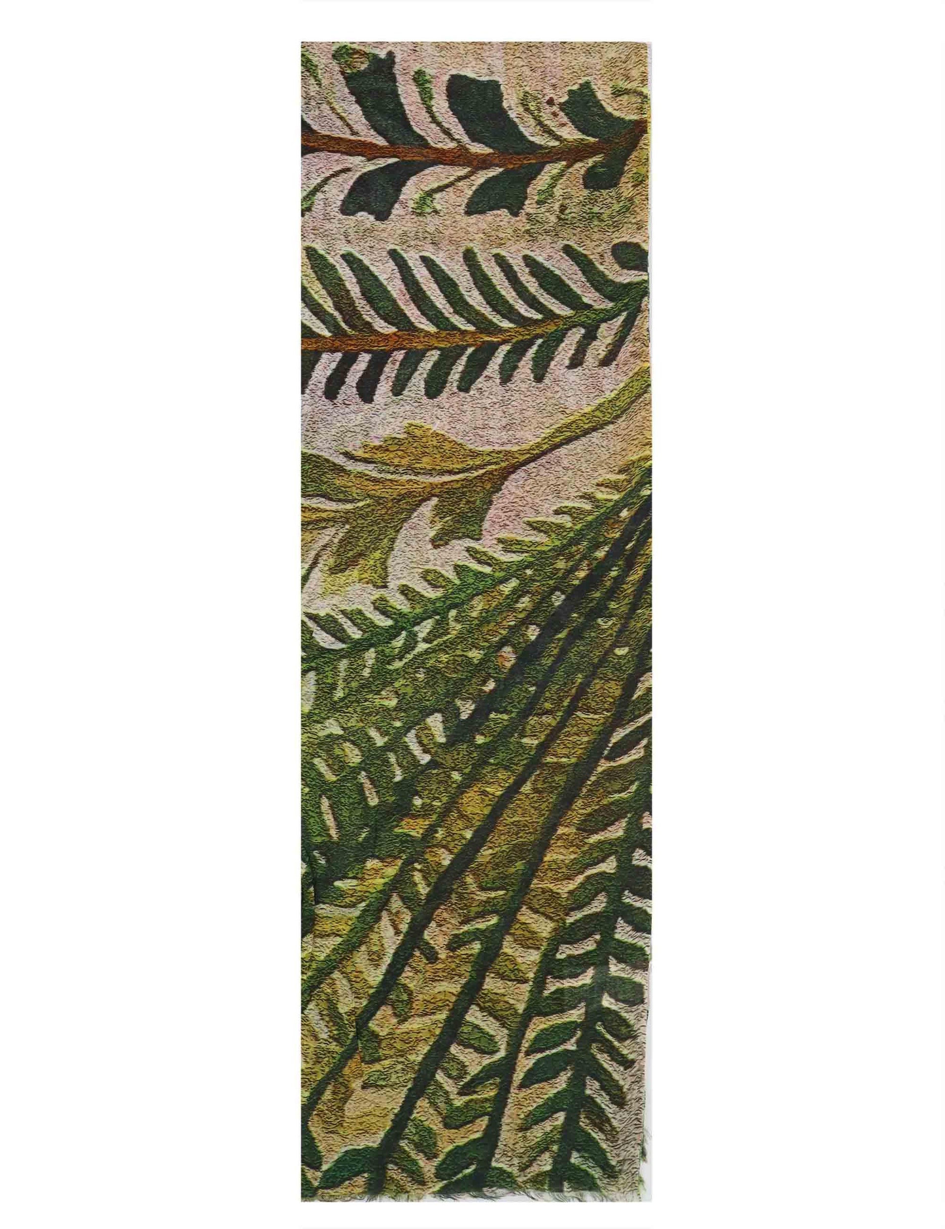 Stole maxi donna in misto seta verde a fantasie esotiche Oasi 60260041 0010 Pyaar 