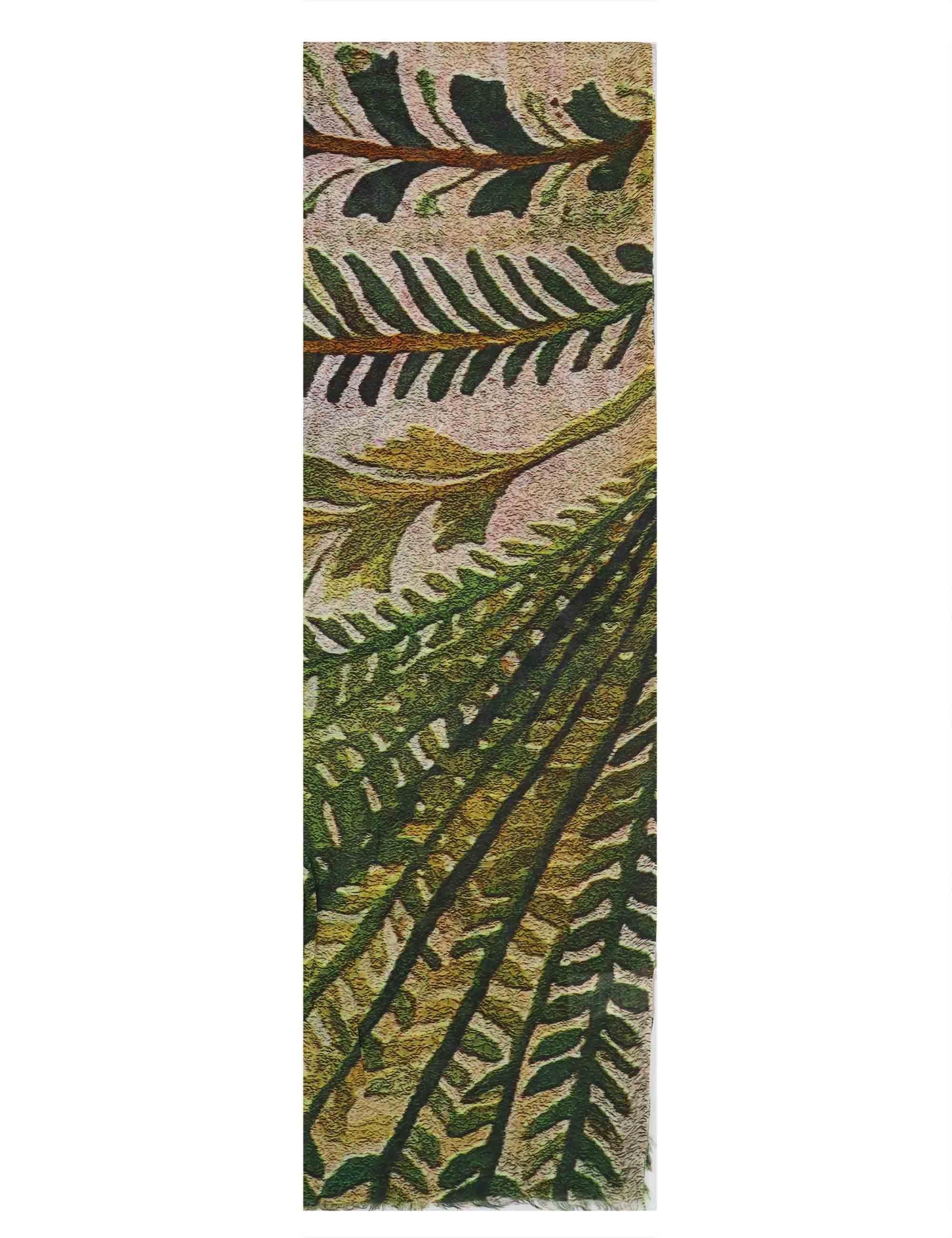 Stole maxi donna in misto seta verde a fantasie esotiche Oasi 60260041 0010 Pyaar 