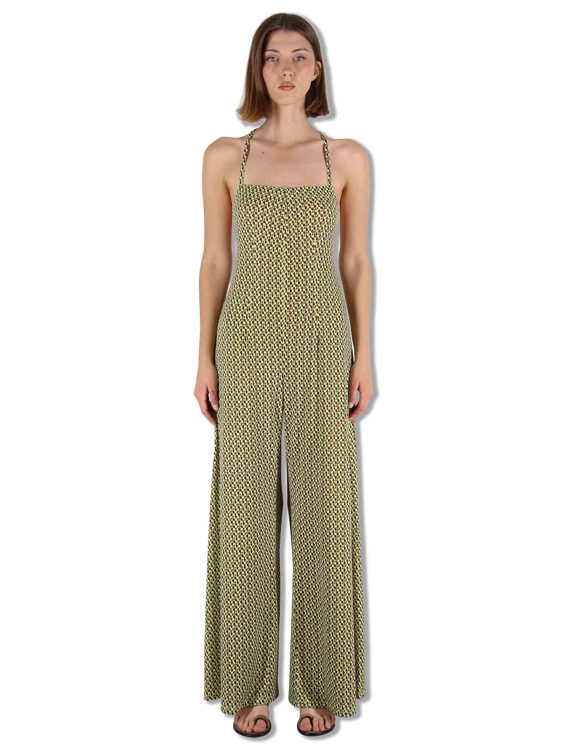 Tuta Salopette Donna Strappy Jumpsuit in tessuto verde a fantasia JFATU0001-E2820-1245 7046 Justmine 
