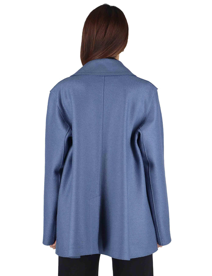 Cappotti donna Rubens in lana caleste doppiopetto con tasche pistagna 51260009 E044 Ewooluzione 