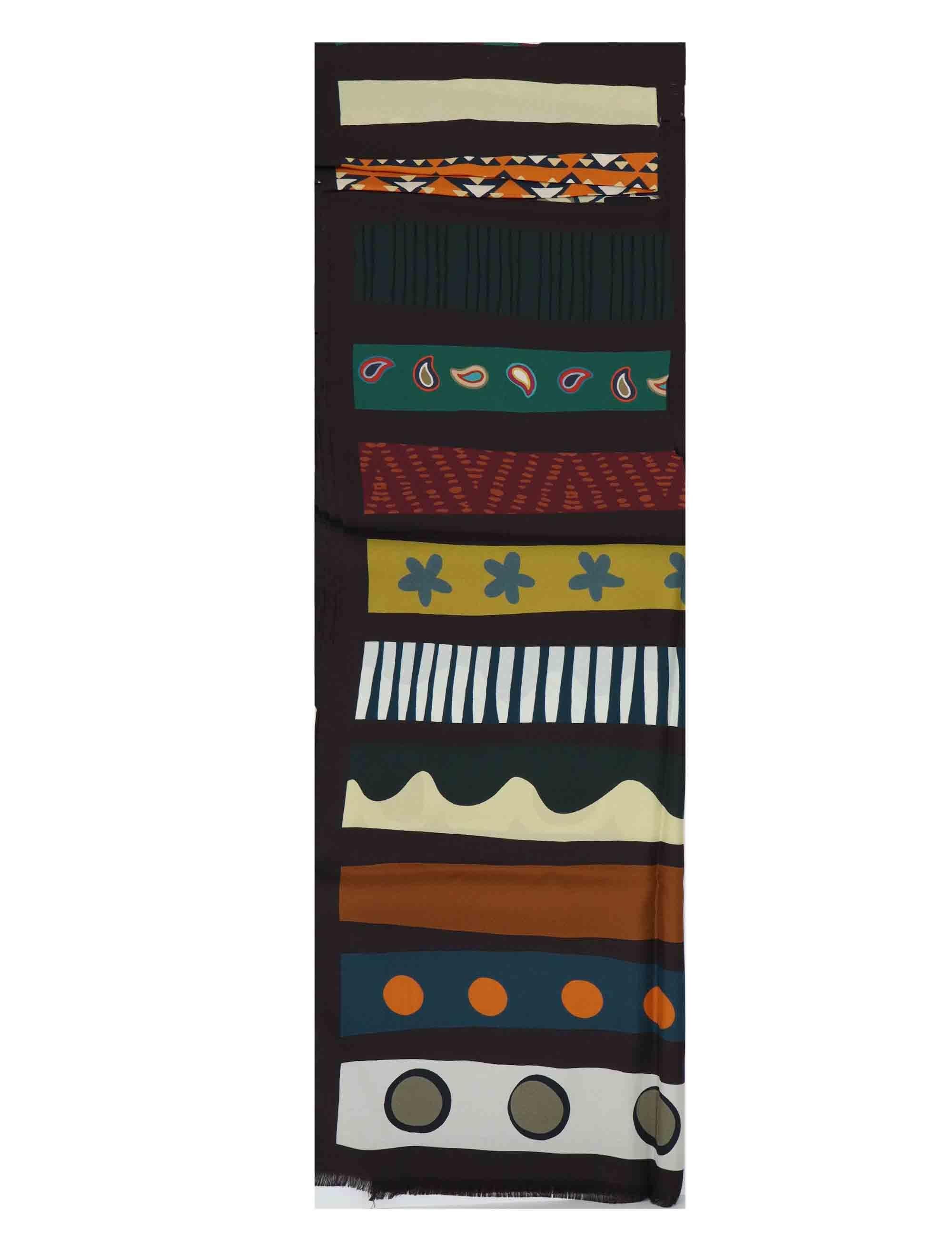 Sciarpe in Seta Marrone Barbieri 1945 con Stampe Etniche 0K571 12010 2