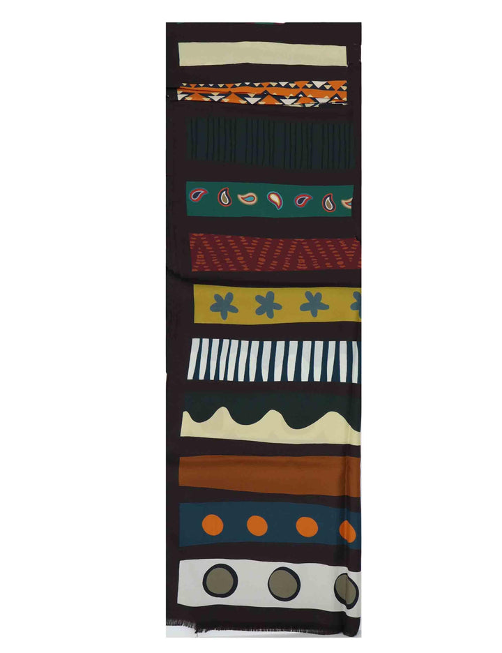 Sciarpe donna in pura seta marrone con stampe etniche 0K571 12010 2 BARBIERI 1945 