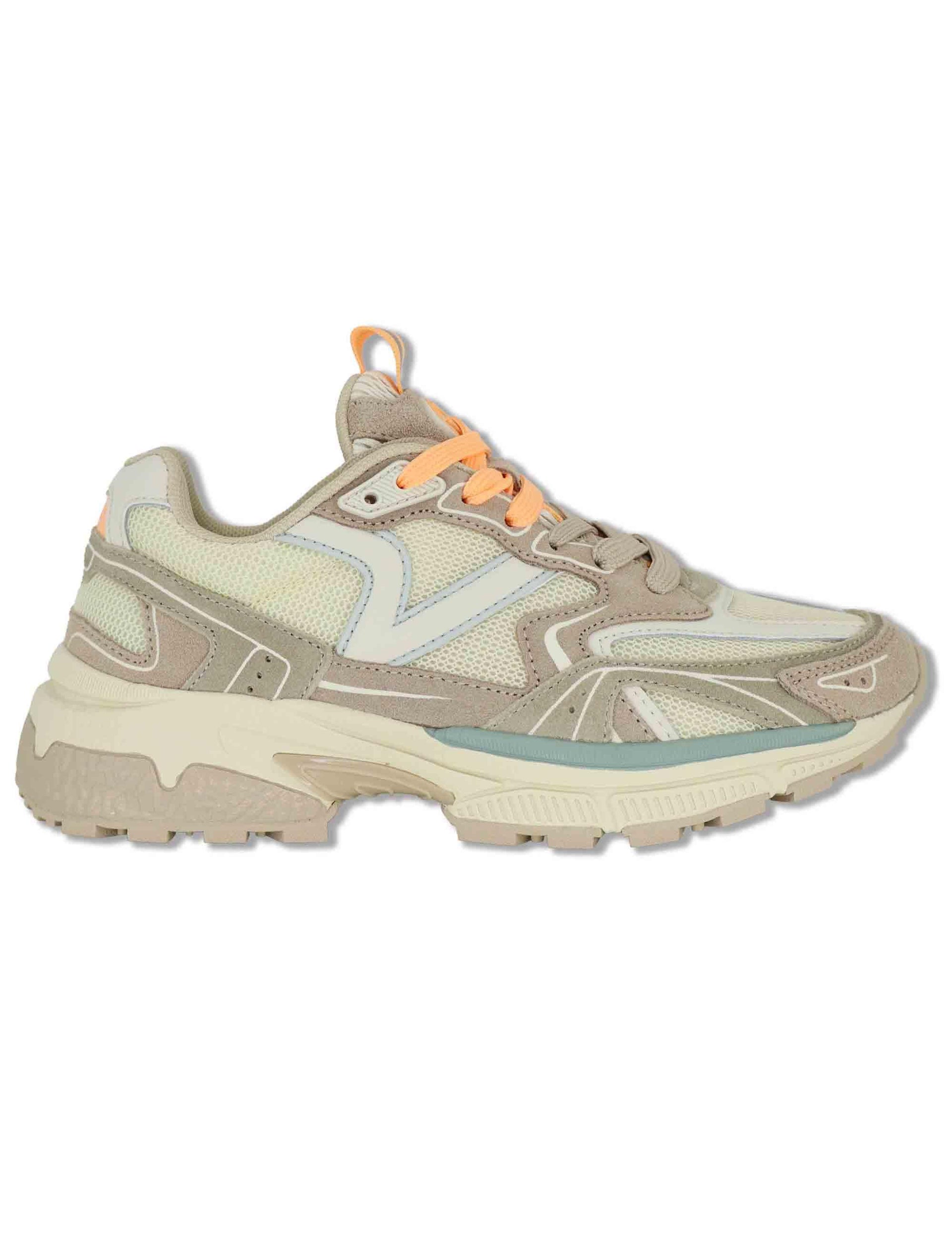 Sneakers donna Mythos in pelle e tessuto beige con suola alta e sportiva 8809104 80_Beige Victoria 