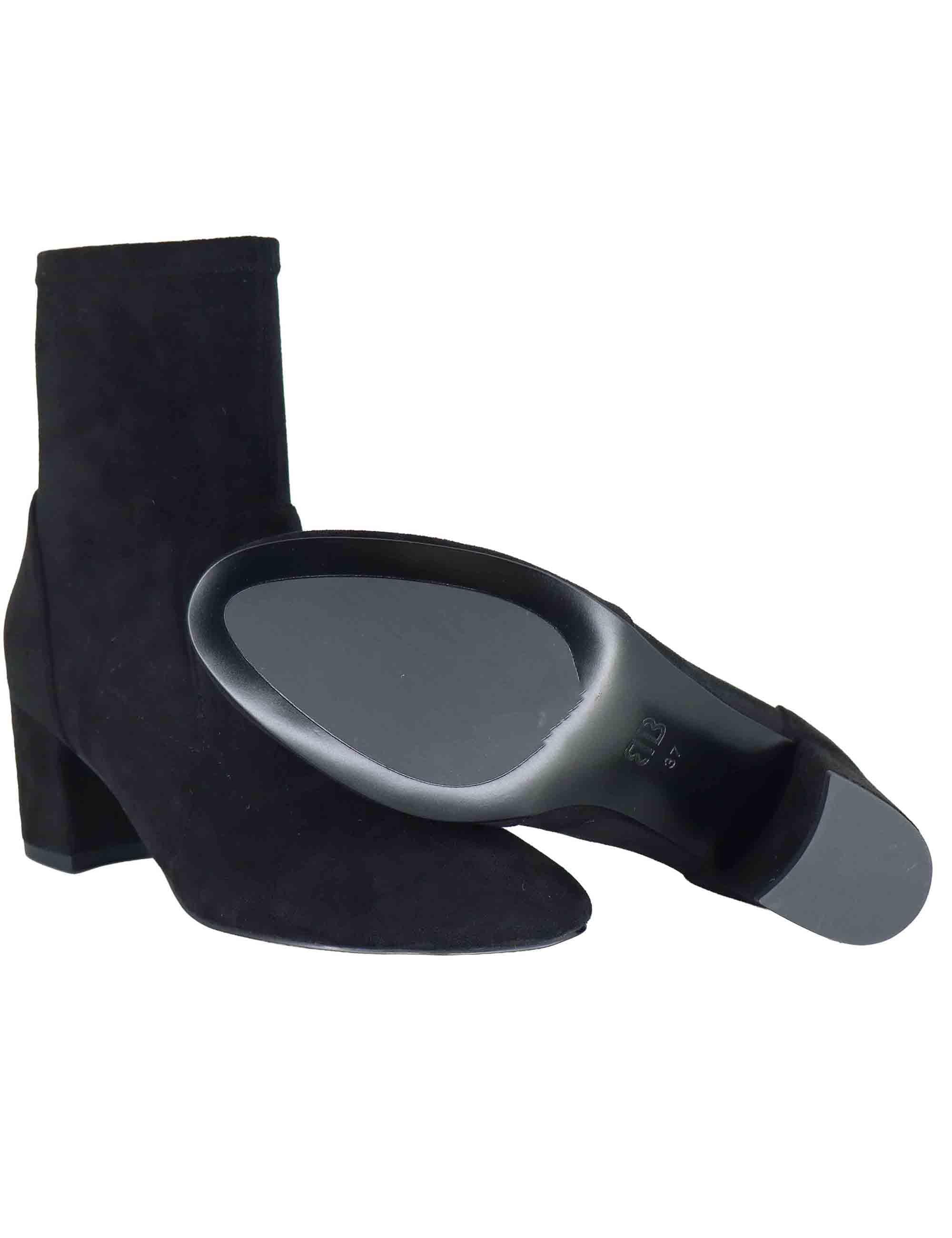 Stivaletti donna in tessuto elasticizzato nero con tacco medio 506T82VK 03 Bibi Lou 