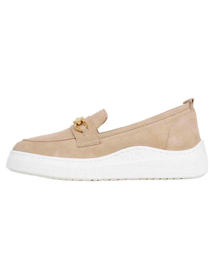 Mocassini donna in pelle scamosciata nude con zeppa in gomma FINDAY KS SKIN Unisa 
