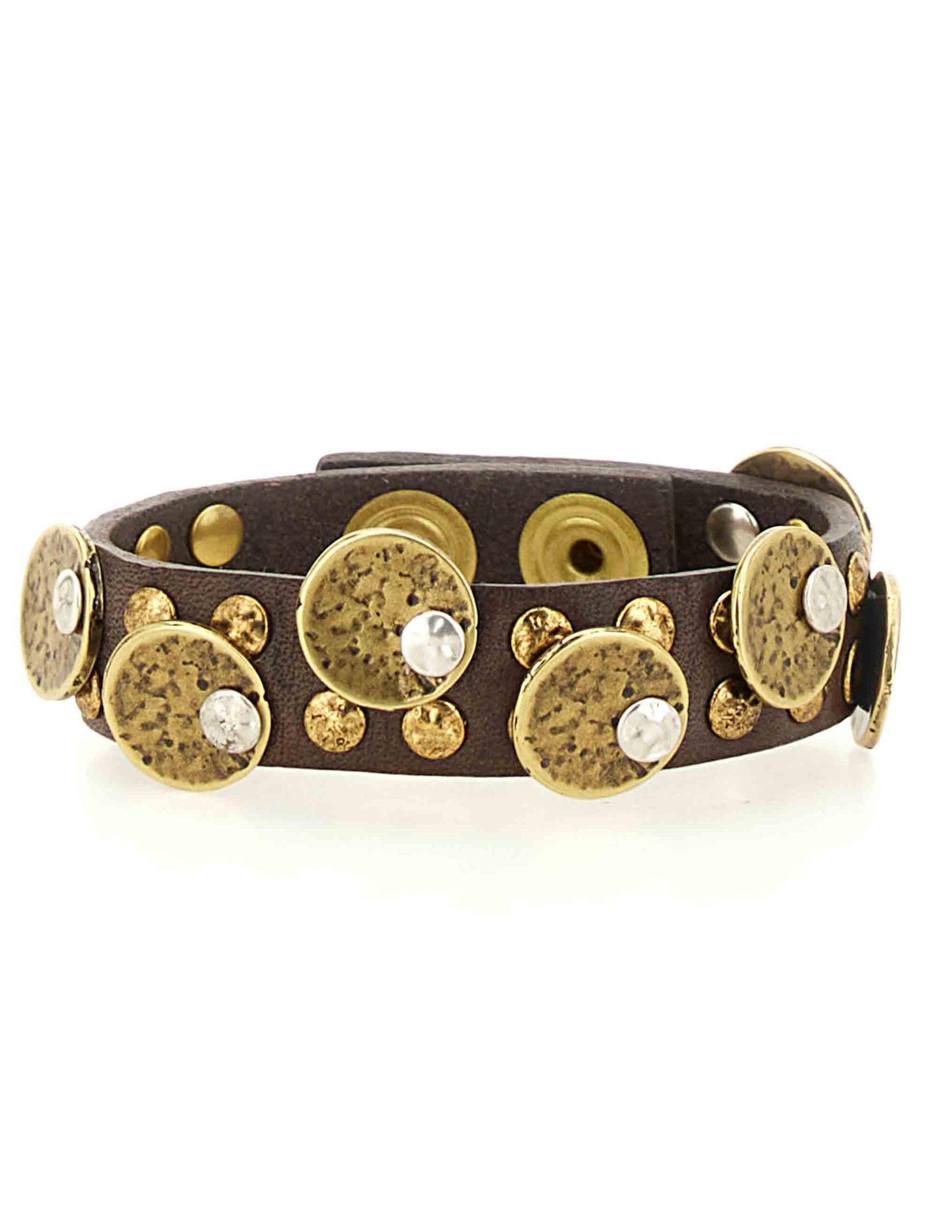 Bracciali donna in pelle marrone con borchie e fibbe C024010ND X3010 C1501 Campomaggi 