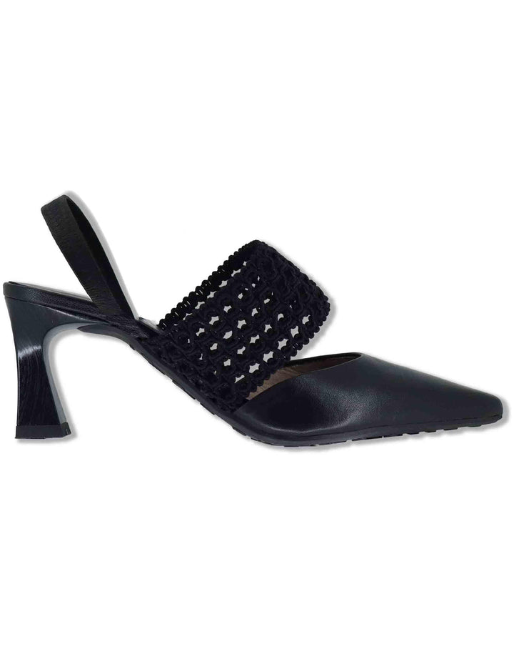 Decollete slingback donna in pelle nera con tacco alto e cinturino elastico HV264779 BLACK Hispanitas 