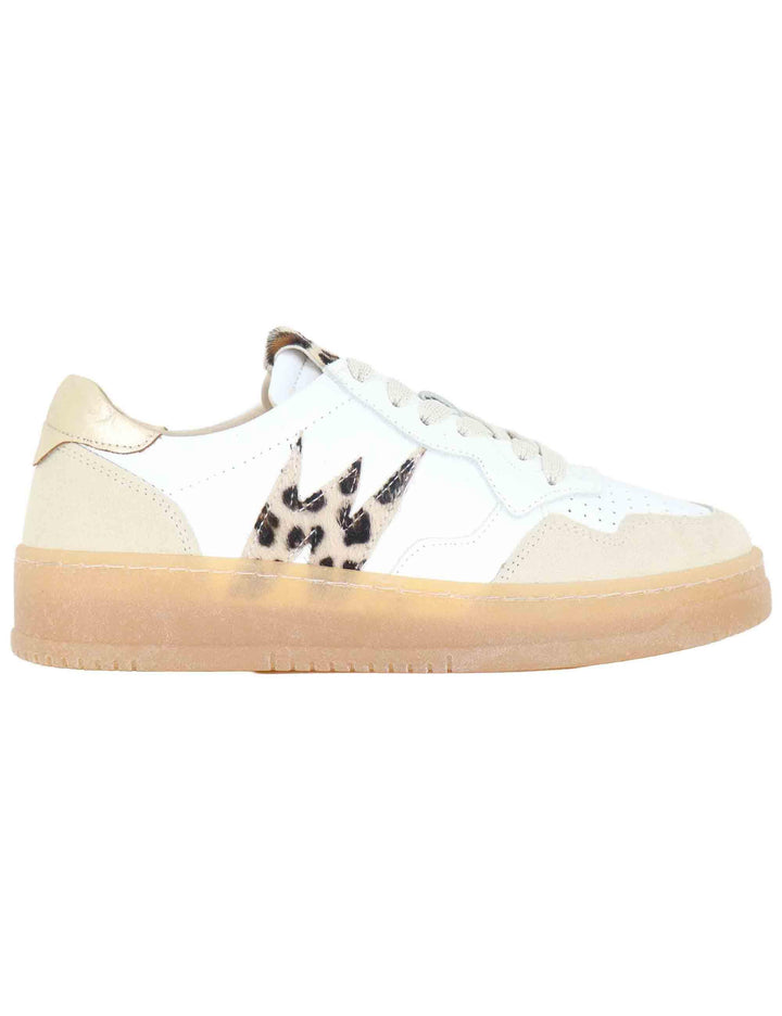 Sneakers donna in pelle off white con riporti in camoscio SP56529 100 Spatarella 