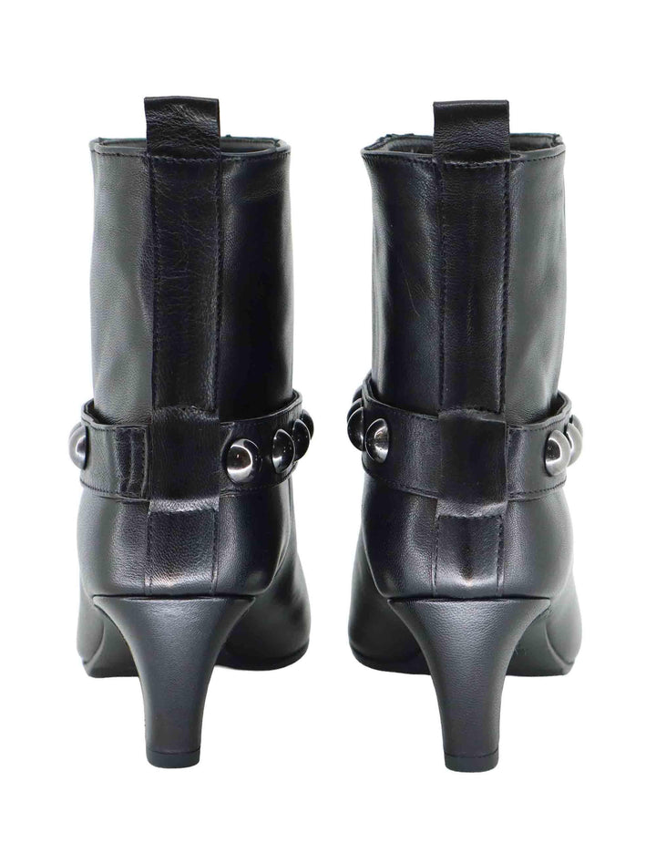 Stivaletti donna in pelle nera con cavigliera borchiata C461B 001 Les Venues 