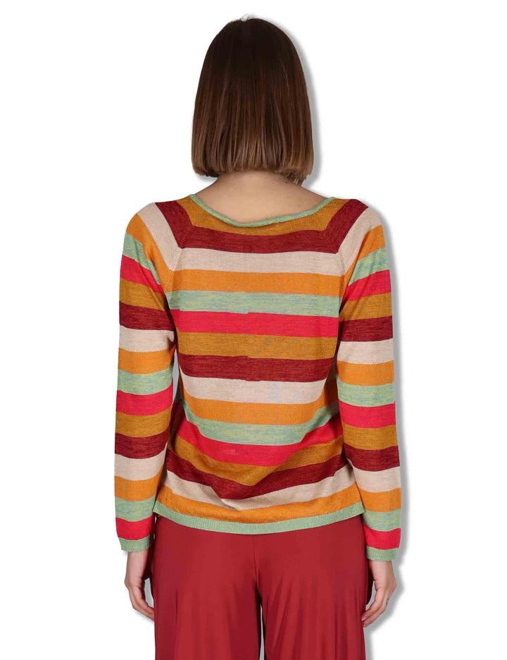 Maglia donna Viscose Fluid in viscosa naturale ruggine e multicolore JQ512177100 31B99 Maliparmi 