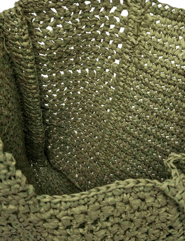 Borse Shopper donna Nefili in paglia verde con manico e chiusura in pelle BS11955 COMM STR-CRCH 11730 Gianni Chiarini 