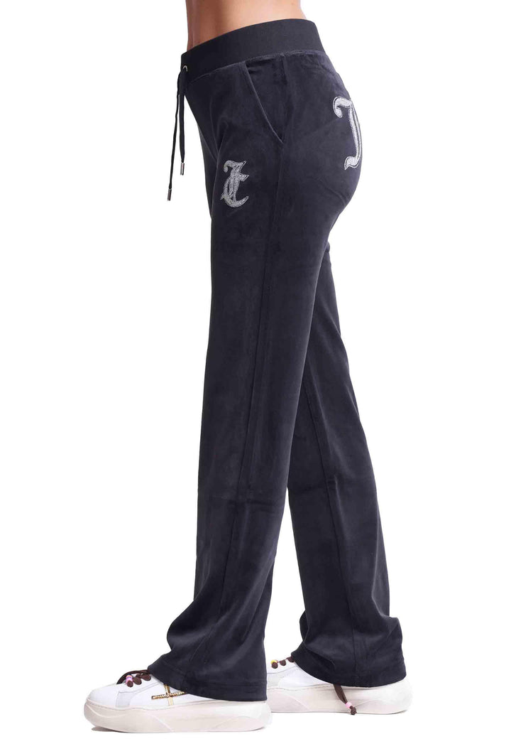 Pantaloni donna Diamond in velluto nero con strass VIJB70171WPF J00 Juicy Couture 