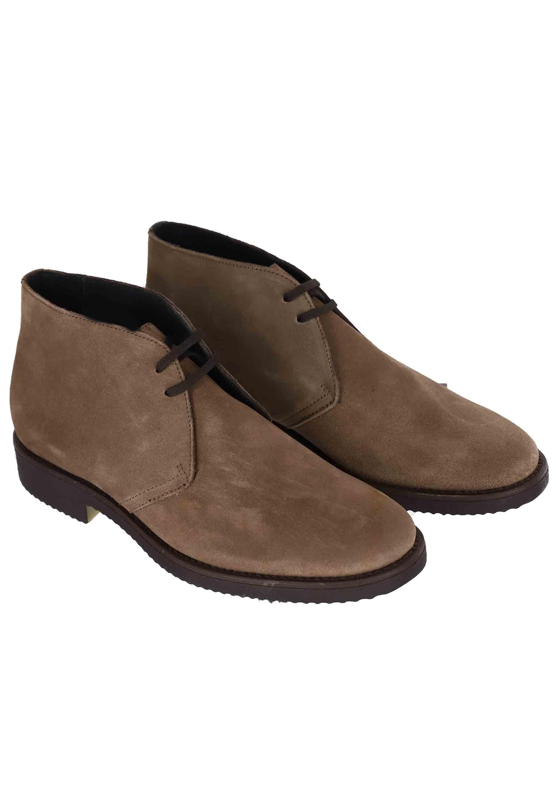 Polacchine uomo in camoscio taupe con suola in para 17671-W-U46 012 Antica Cuoieria 