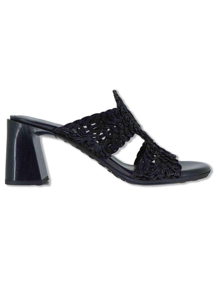 Sandali donna in pelle nera ricamo effetto pizzo con taccco alto HV264792 BLACK Hispanitas 