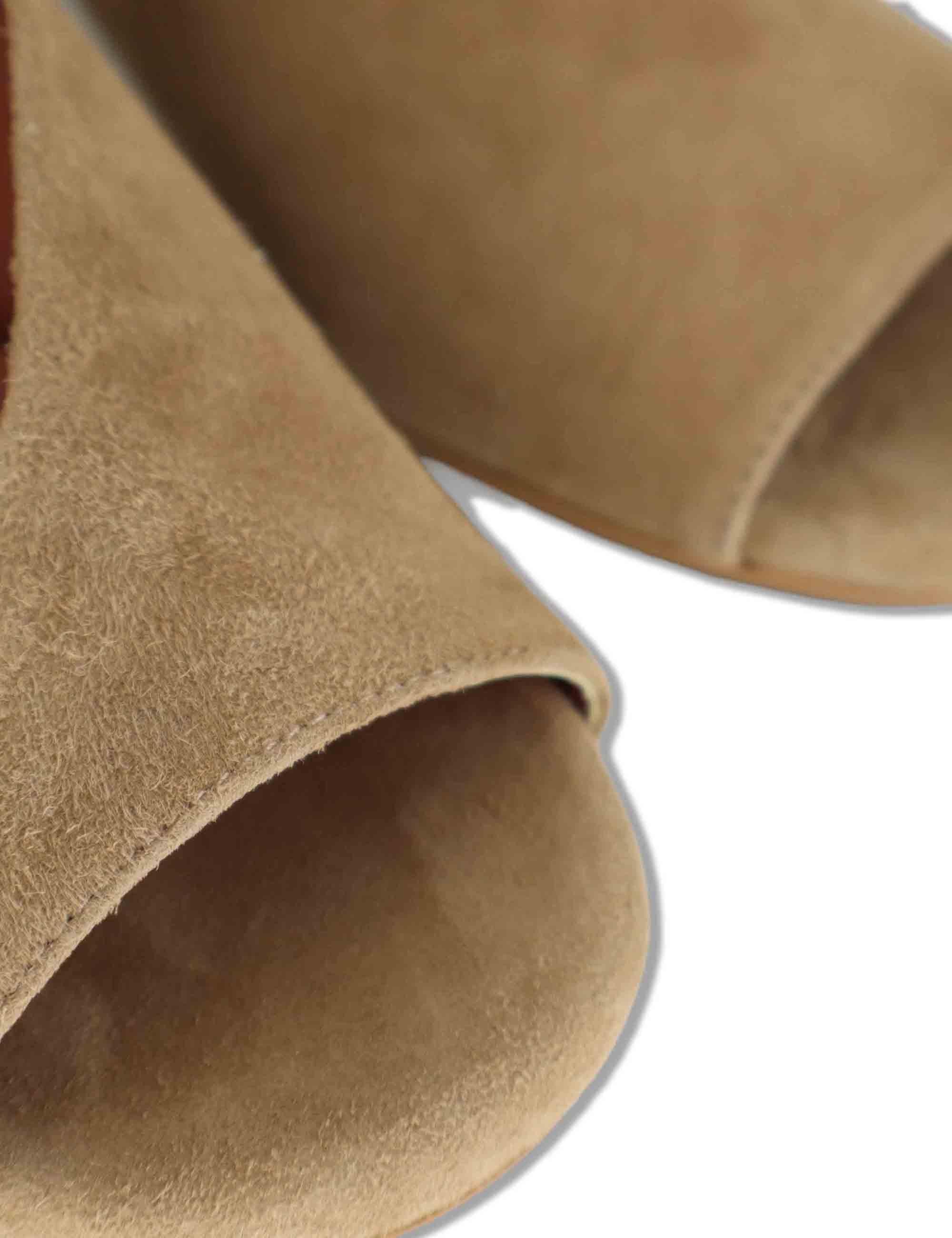 Sandali donna slingback in camoscio taupe tacco basso D801CU 028 Les Venues 