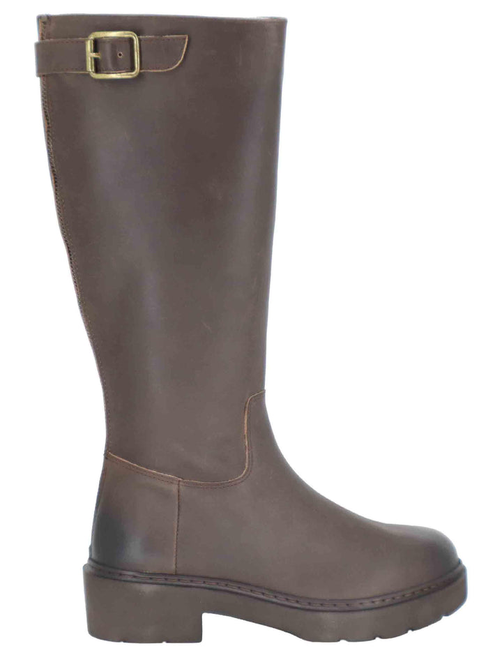 Stivali donna in pelle testa di moro con tacco basso in gomma JALE AF WENGUE Unisa 