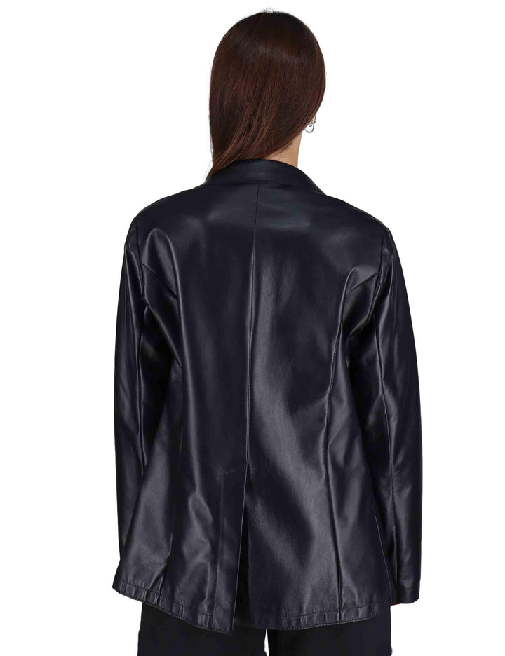Giacche donna in pelle nera un bottone SP2375 01 Spatarella 