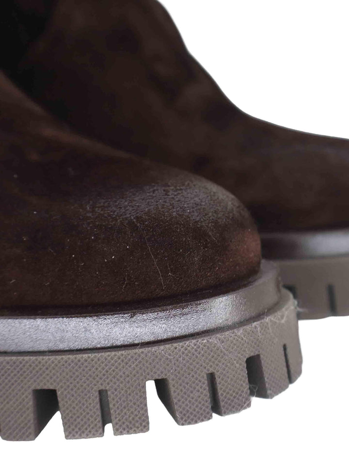 Stivaletti donna in camoscio marrone con fibbietta laterale e tacco basso SP33 014 Spatarella 