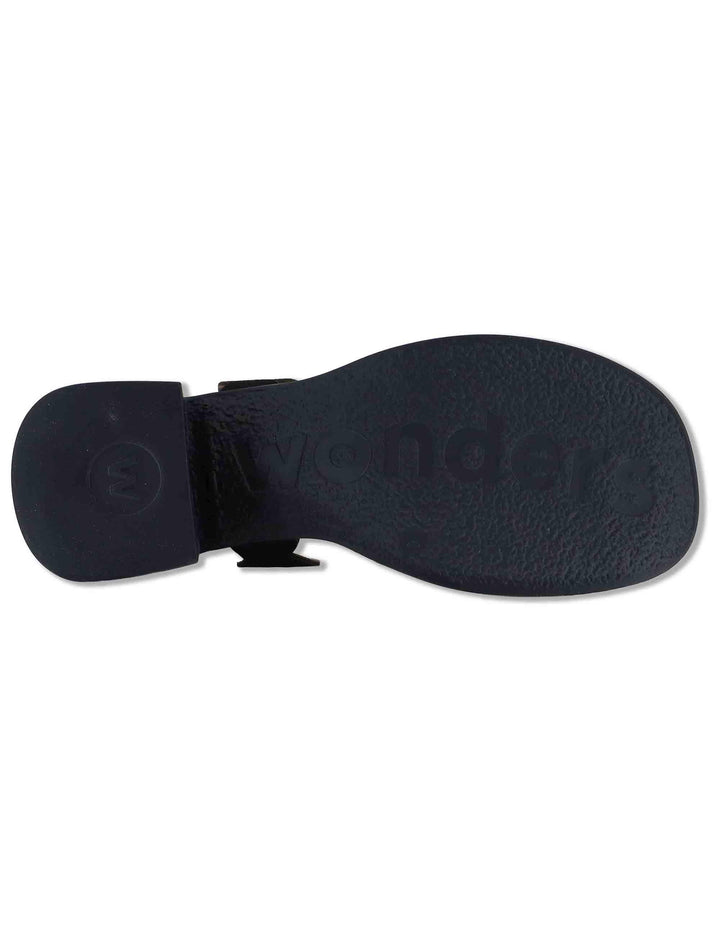 Sandali donna slingback in pelle nera con tacco in gomma ultra soft D-2306 001 Wonders 