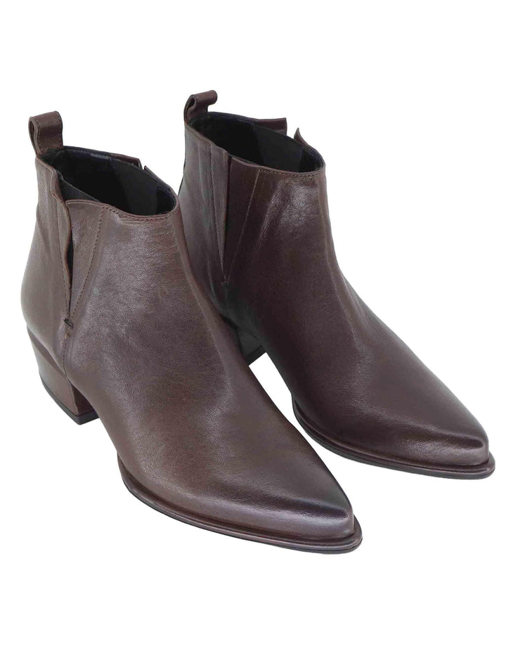 Stivaletti texani donna in pelle marrone con tacco basso SP1065 014 Spatarella 