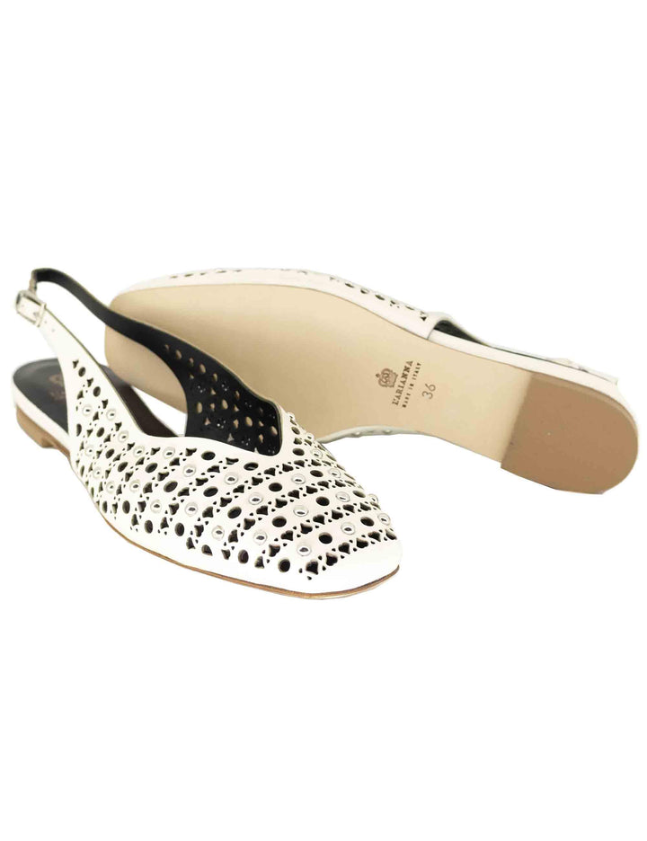 Slingback donna in pelle off white con borchie tacco basso CH2524 003 L'Arianna 
