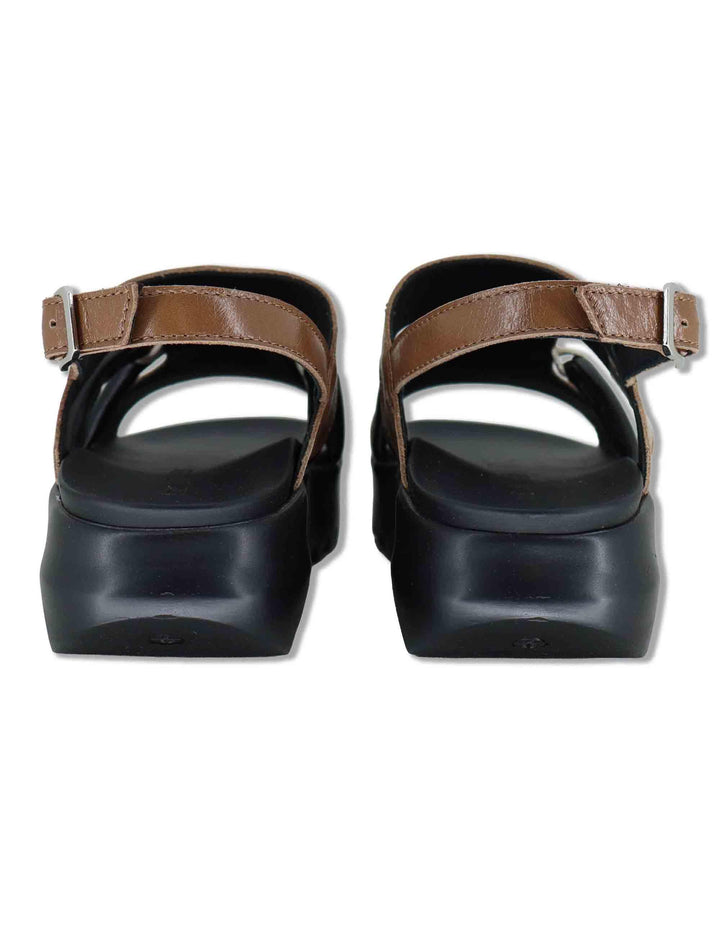 Sandali donna slingback in pelle cuoio con zeppa in gomma 5cm SB18 3 Le Bohemien 