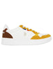 Sneakers uomo in eco pelle vintage bianco e giallo