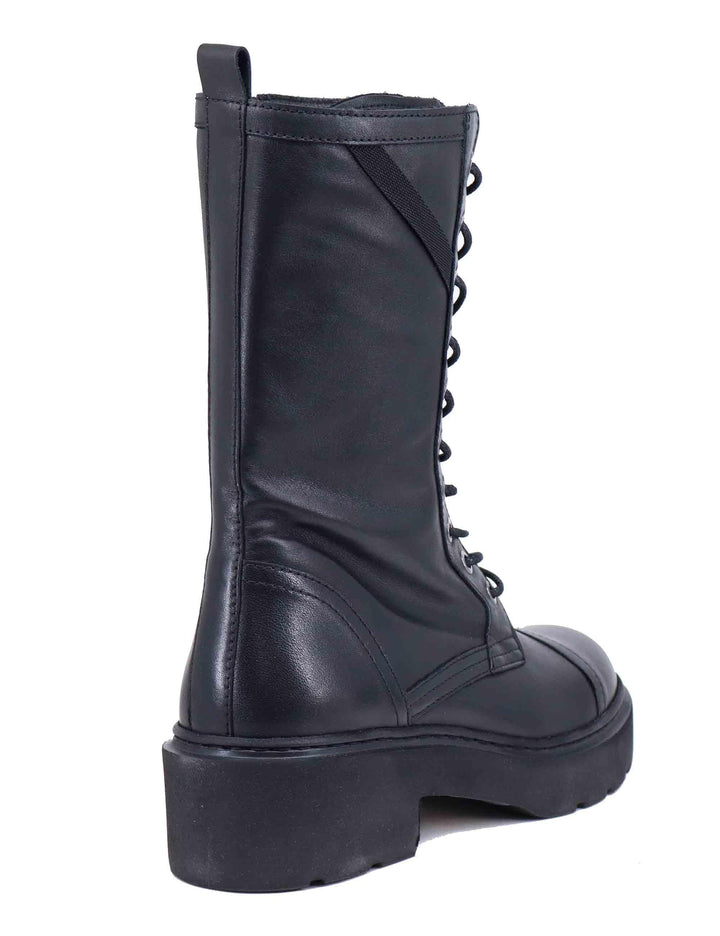 Anfibi stringati donna in pelle nera con suola carrarmato JORDAO STT BLACK Unisa 
