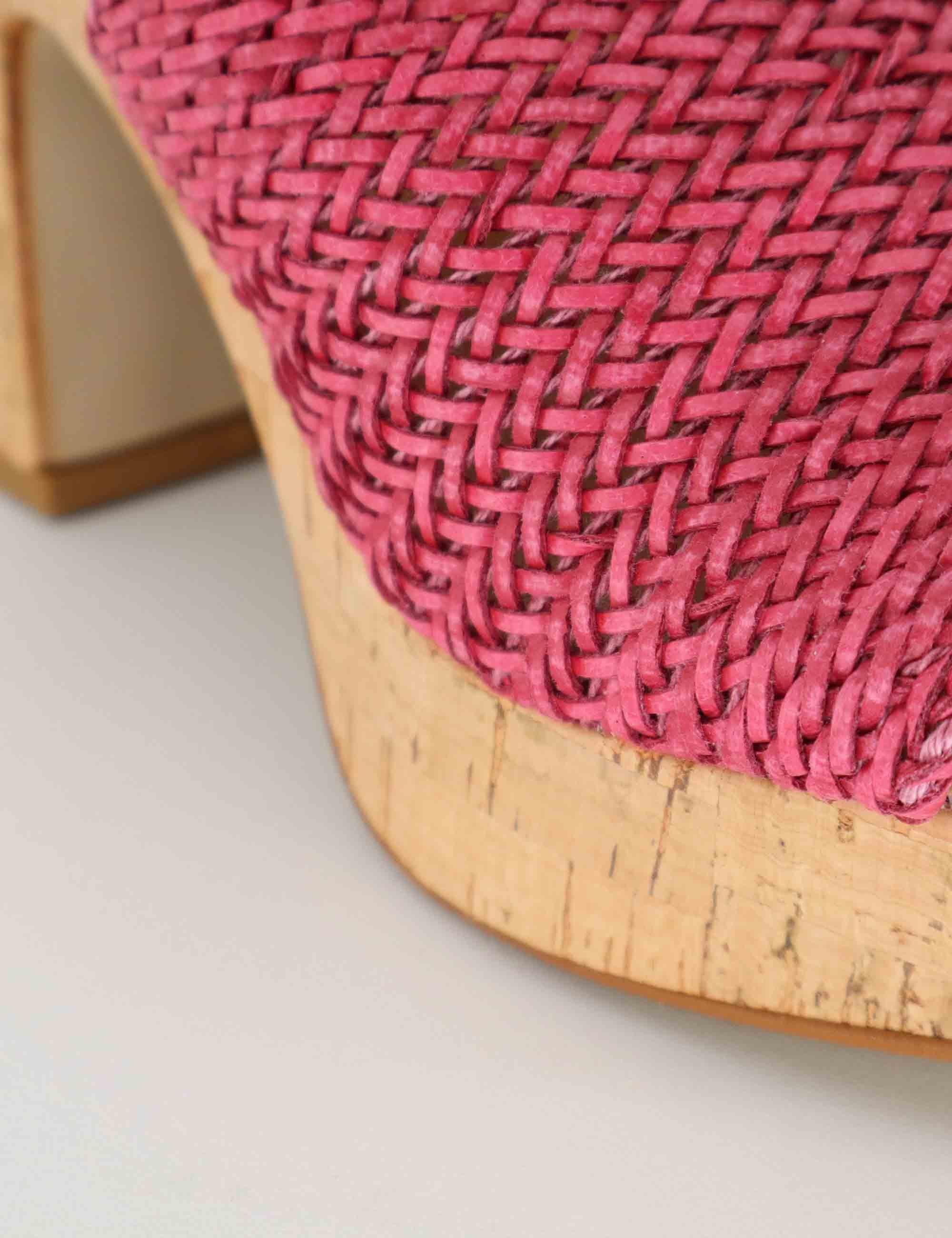 Sandali donna in pelle intrecciata fuxia con tacco in sughero SR4434 288 Sandro Rosi 