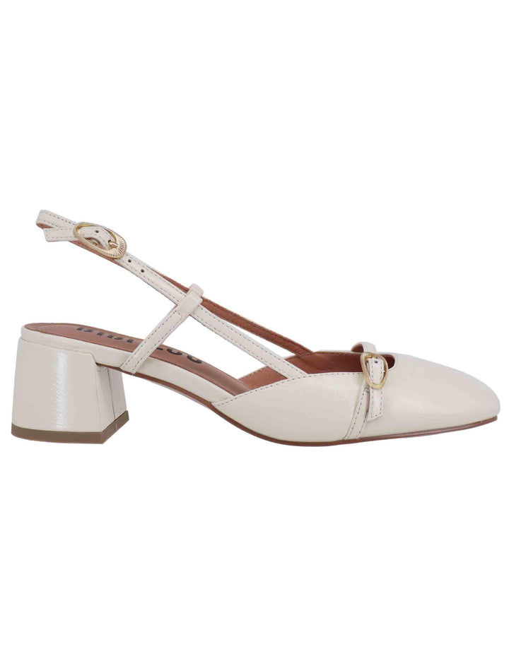 Slingback Patty donna in pelle bianco tacco medio 676Z45VK 100 Bibi Lou 