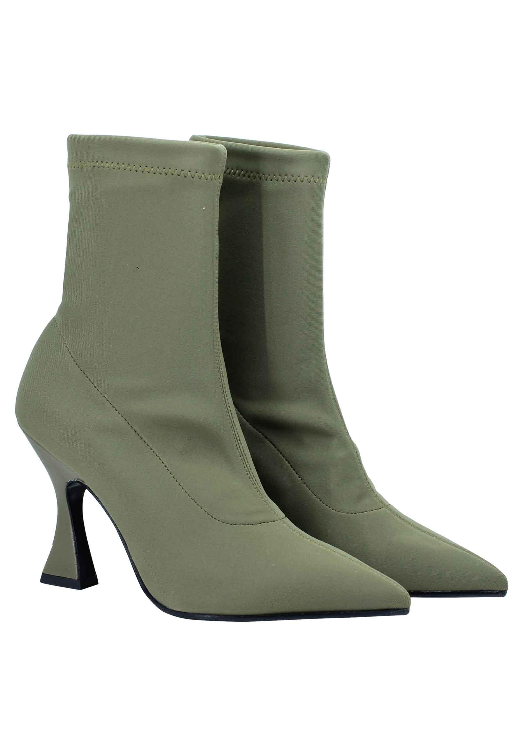 Stivaletti donna in tessuto elasticizzato militare tacco alto punta a punta 2217 005 Fabio Rusconi 