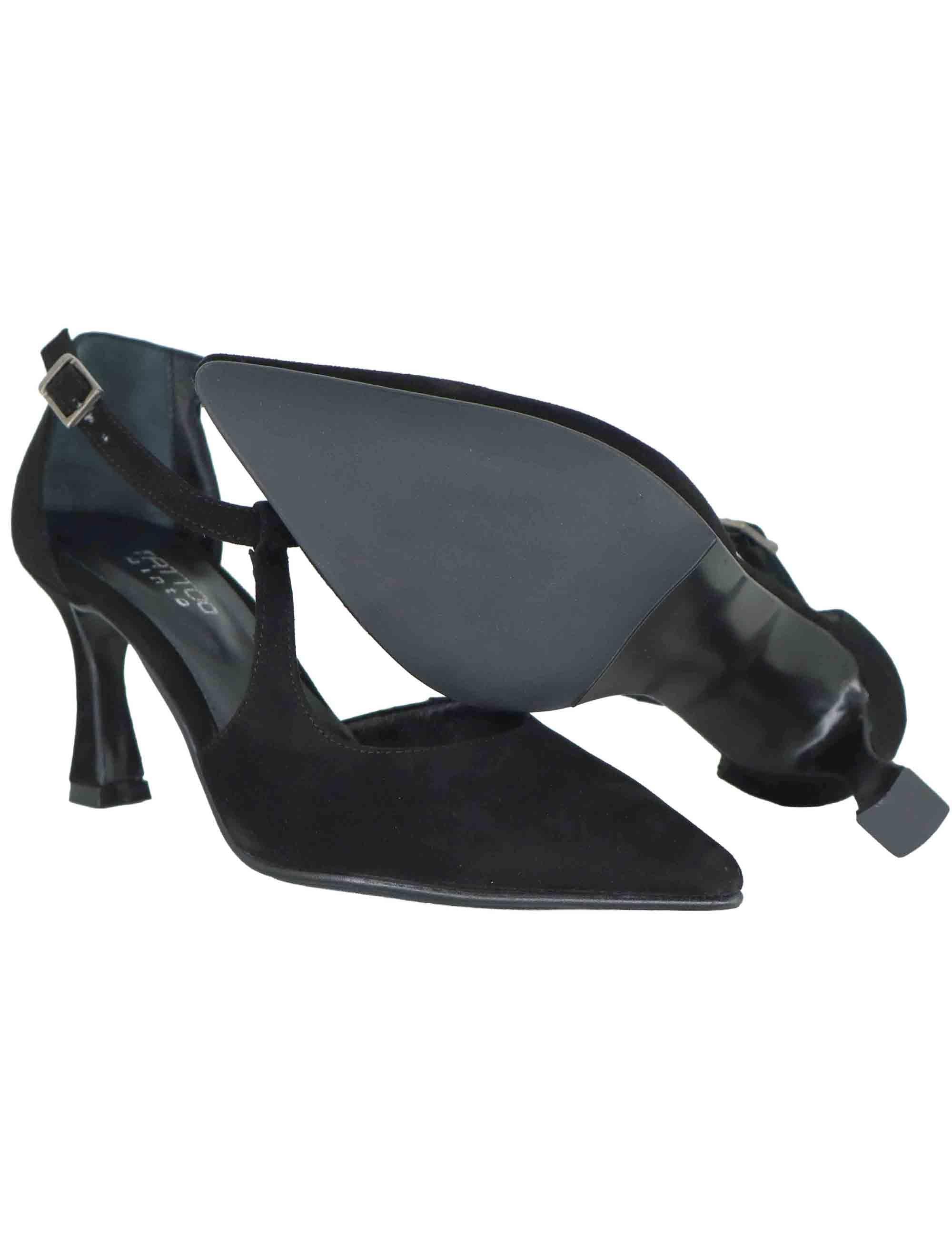 Decollete donna Mary Jane in camoscio nero con cinturino obliquo tacco alto A102 001 Tattoo 