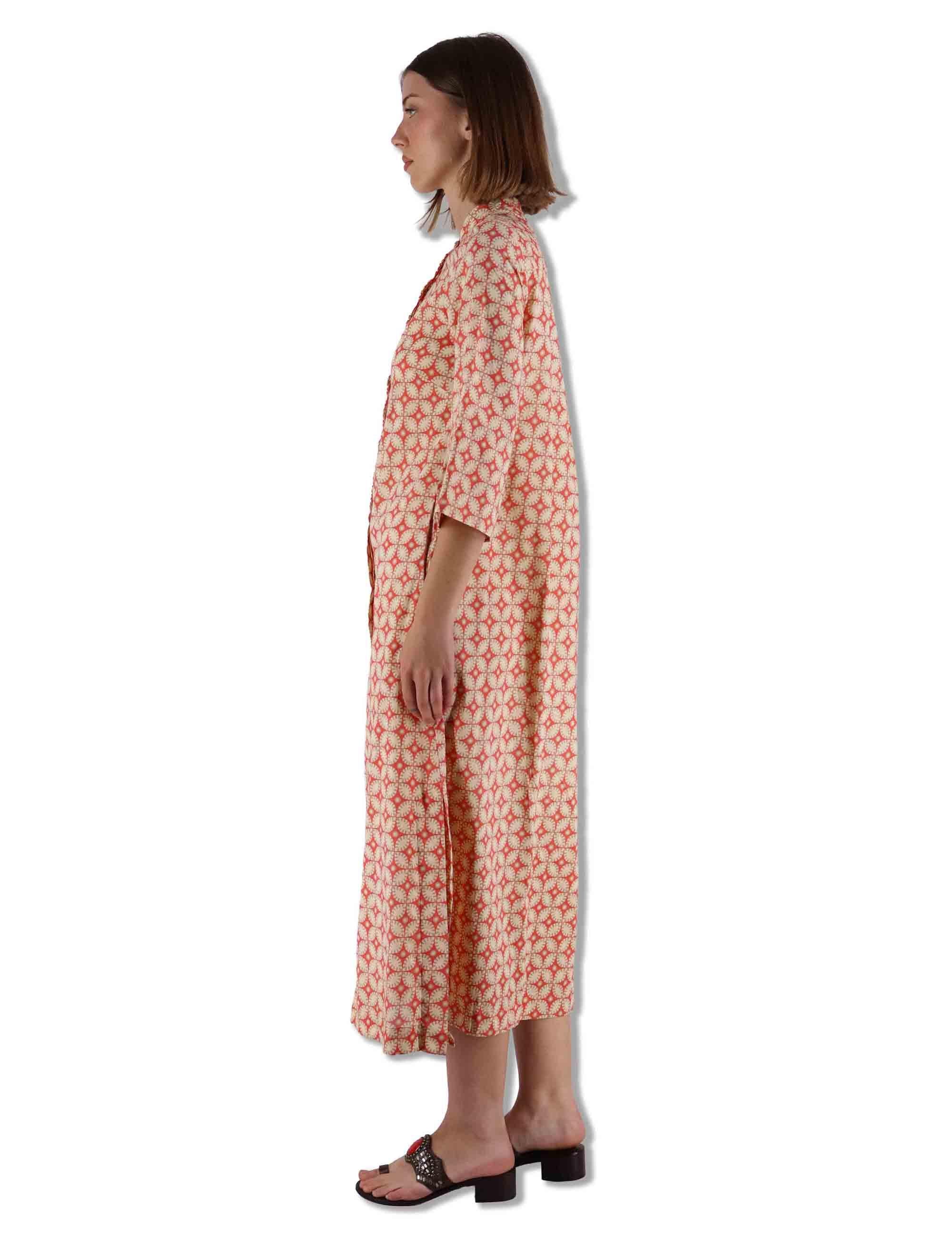 Abiti lunghi donna Floral Spin in cotone arancione fantasia e maniche lunghe JF669915215 B3111 Maliparmi 