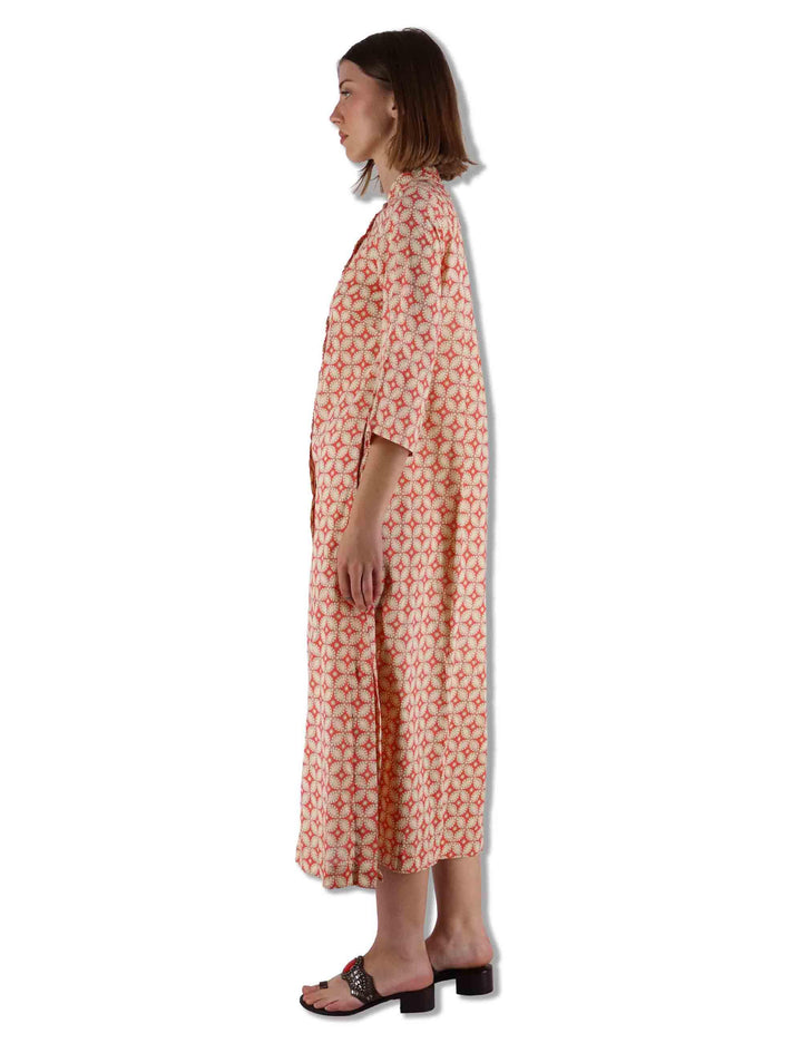 Abiti lunghi donna Floral Spin in cotone arancione fantasia e maniche lunghe JF669915215 B3111 Maliparmi 