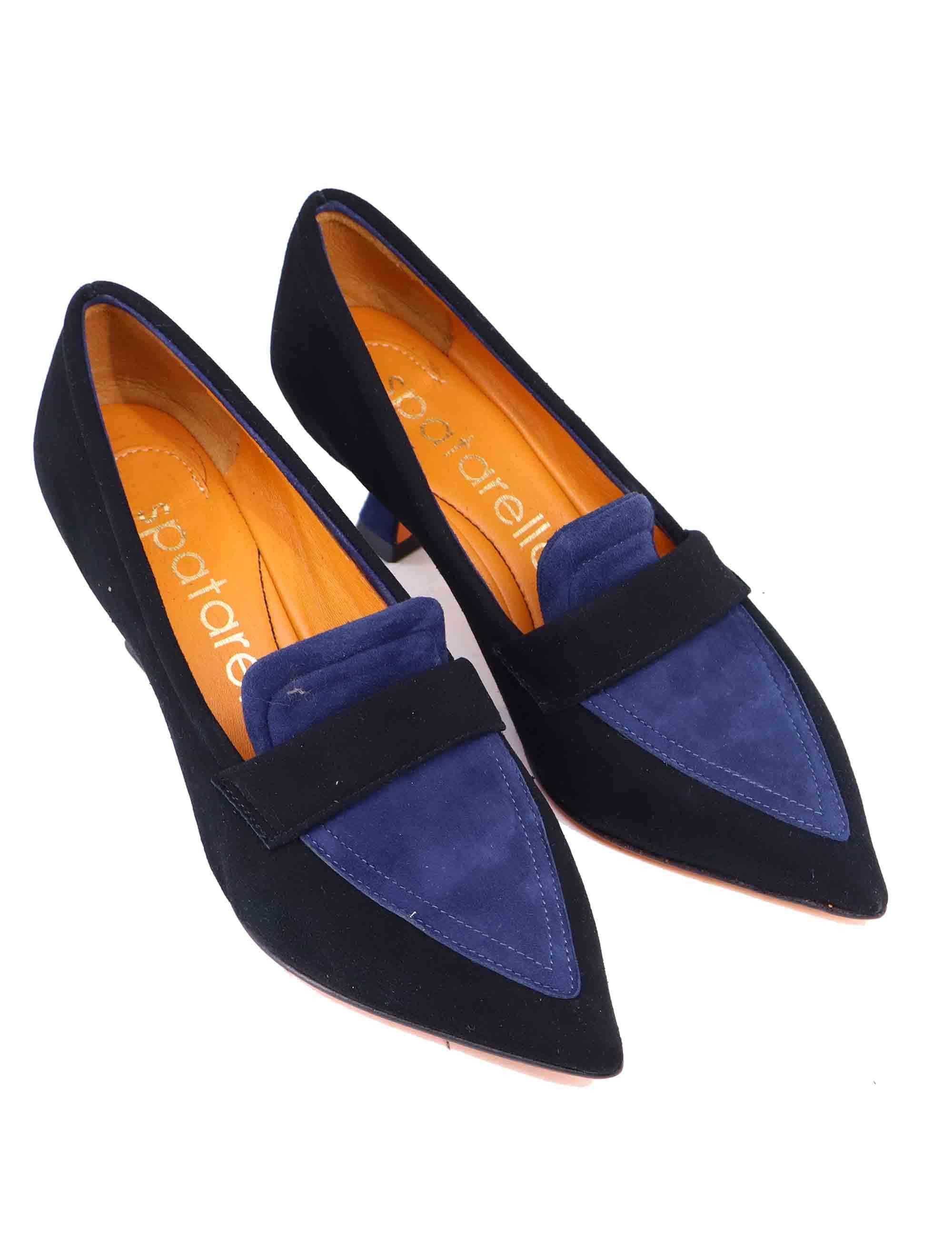 Mocassini donna in camoscio nero con punta a punta SP1077 001 Spatarella 