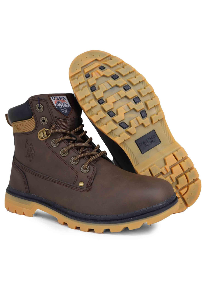 Stivaletti anfibi uomo in eco pelle testa di moro con suola carrarmato ZIGGY002A DBR001 U.S. Polo Assn. 