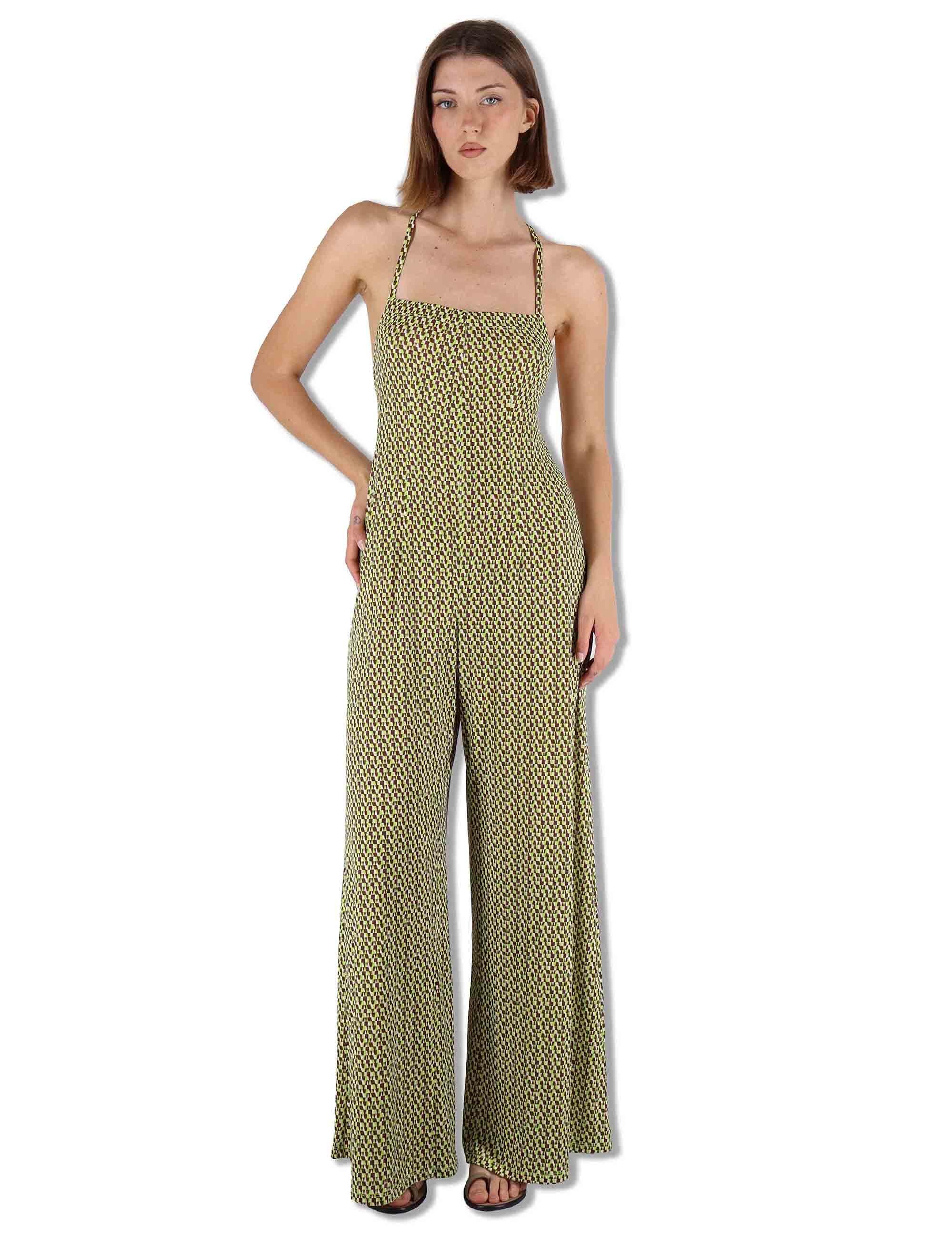 Tuta Salopette Donna Strappy Jumpsuit in tessuto verde a fantasia JFATU0001-E2820-1245 7046 Justmine 