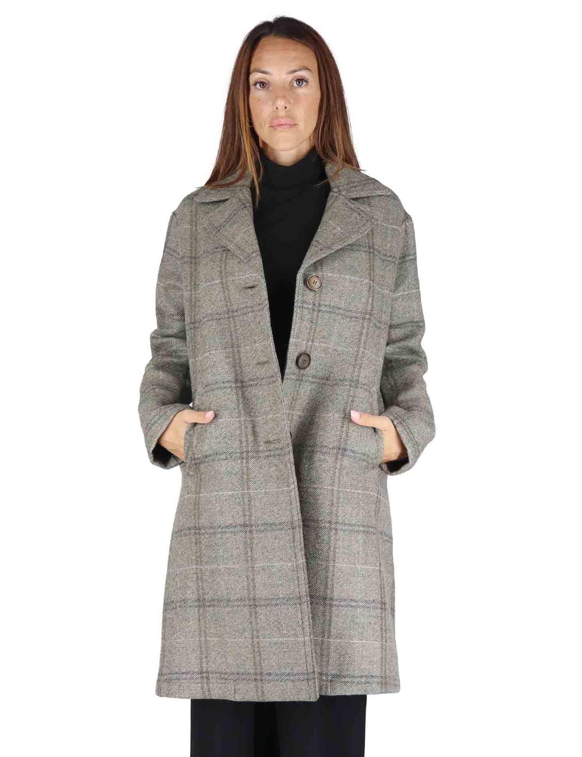 Cappotti donna Neve in lana grigia monopetto con collo rever 51260028 E099 Ewooluzione 