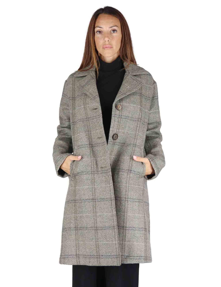 Cappotti donna Neve in lana grigia monopetto con collo rever 51260028 E099 Ewooluzione 