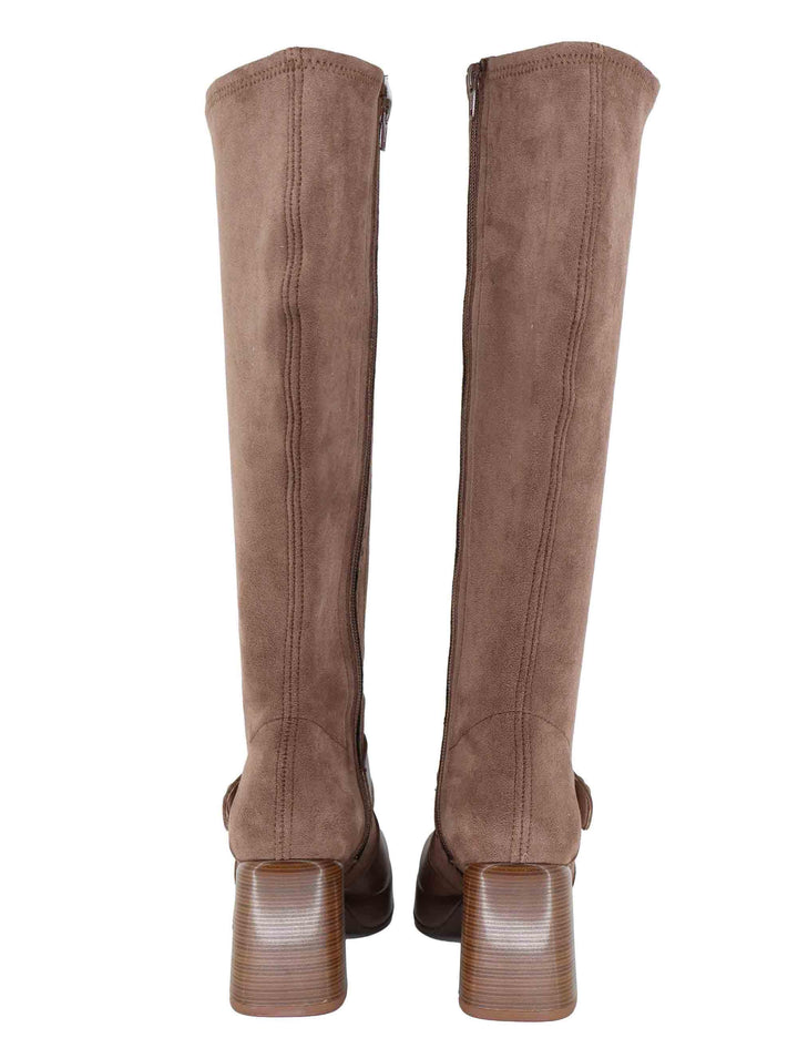 Stivali donna in pelle e tessuto marrone con tacco alto HI254374 C005 Hispanitas 