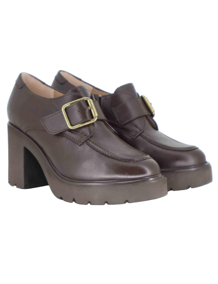 Mocassini donna in pelle testa di moro con fibbia laterale KILLEN STT WENGUE Unisa 
