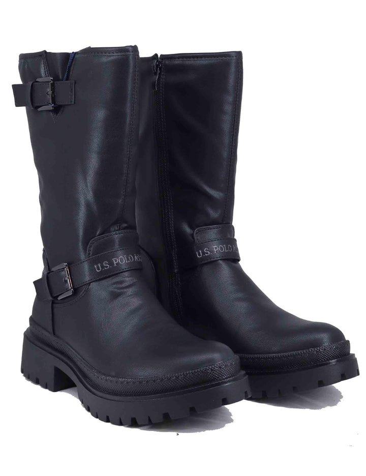 Stivaletti biker donna in eco pelle nera BYKER002W DU1 U.S. Polo Assn. 