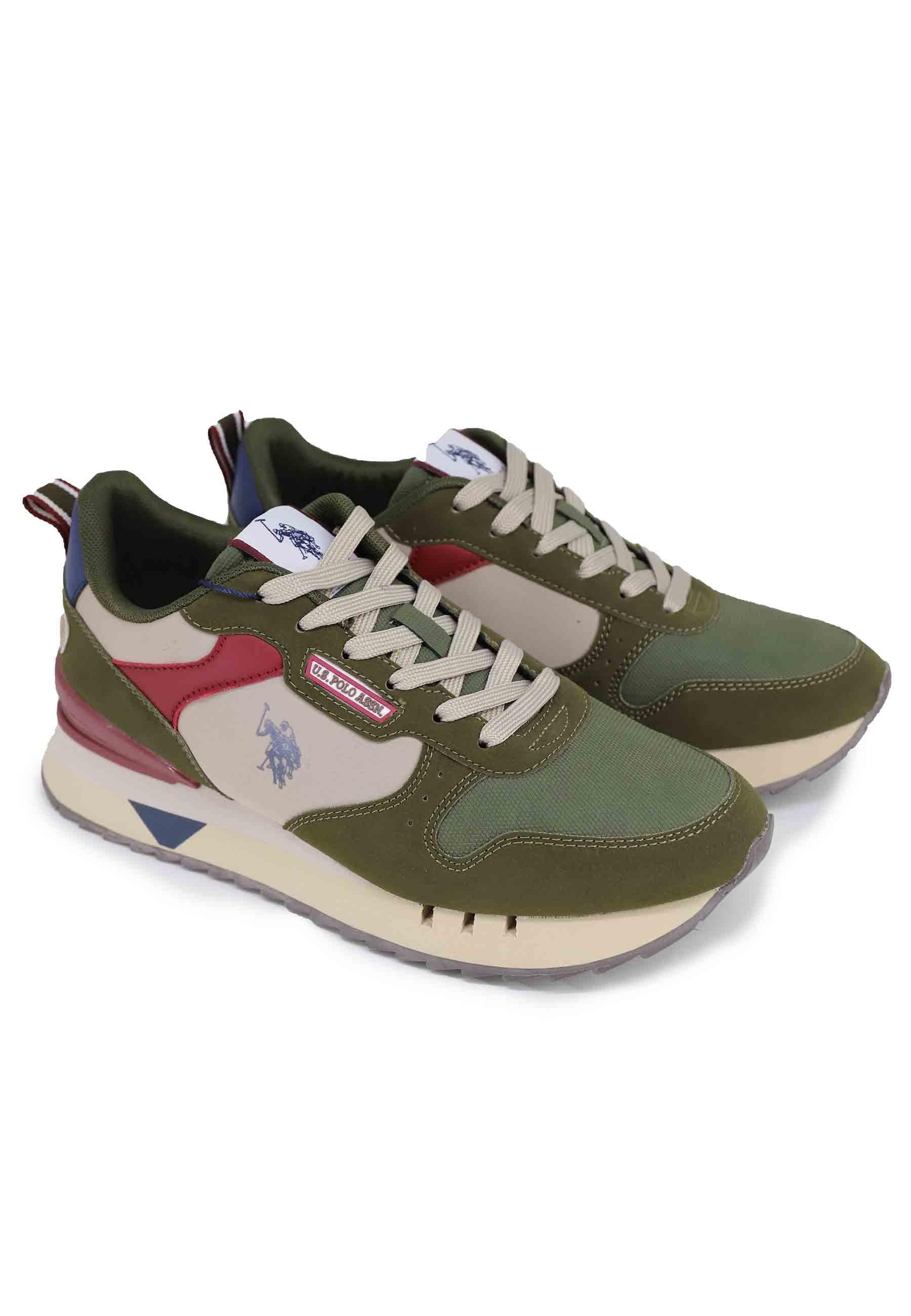 Sneakers uomo in tessuto verde con suola alta BUZZY001A OLI-BOR01 U.S. Polo Assn. 