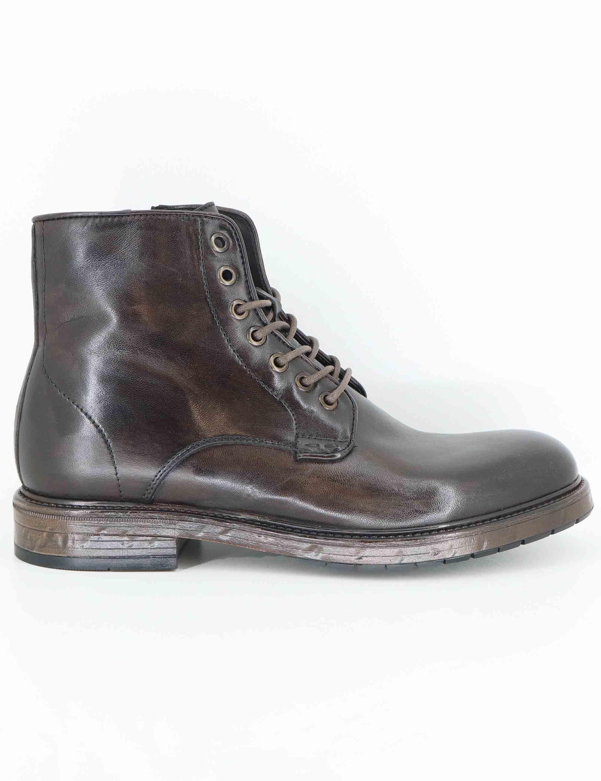 Stivaletti uomo in pelle marorne con zip interna e suola in gomma SPGB2050 014 Spatarella 