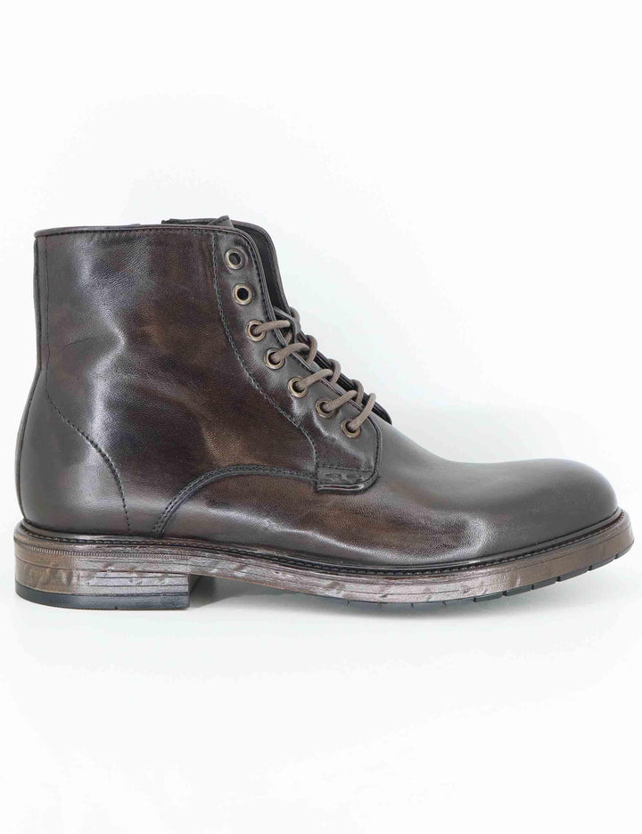 Stivaletti uomo in pelle marorne con zip interna e suola in gomma SPGB2050 014 Spatarella 