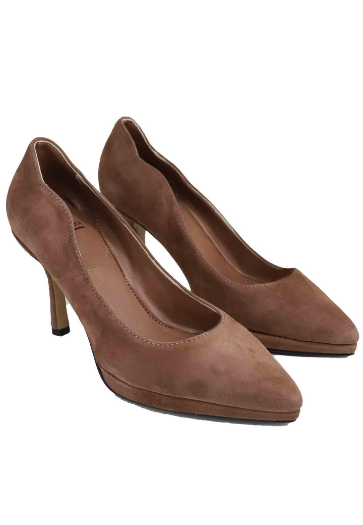 Decollete donna in camoscio cuoio tacco alto DE1698/PLT 17 L'Arianna 