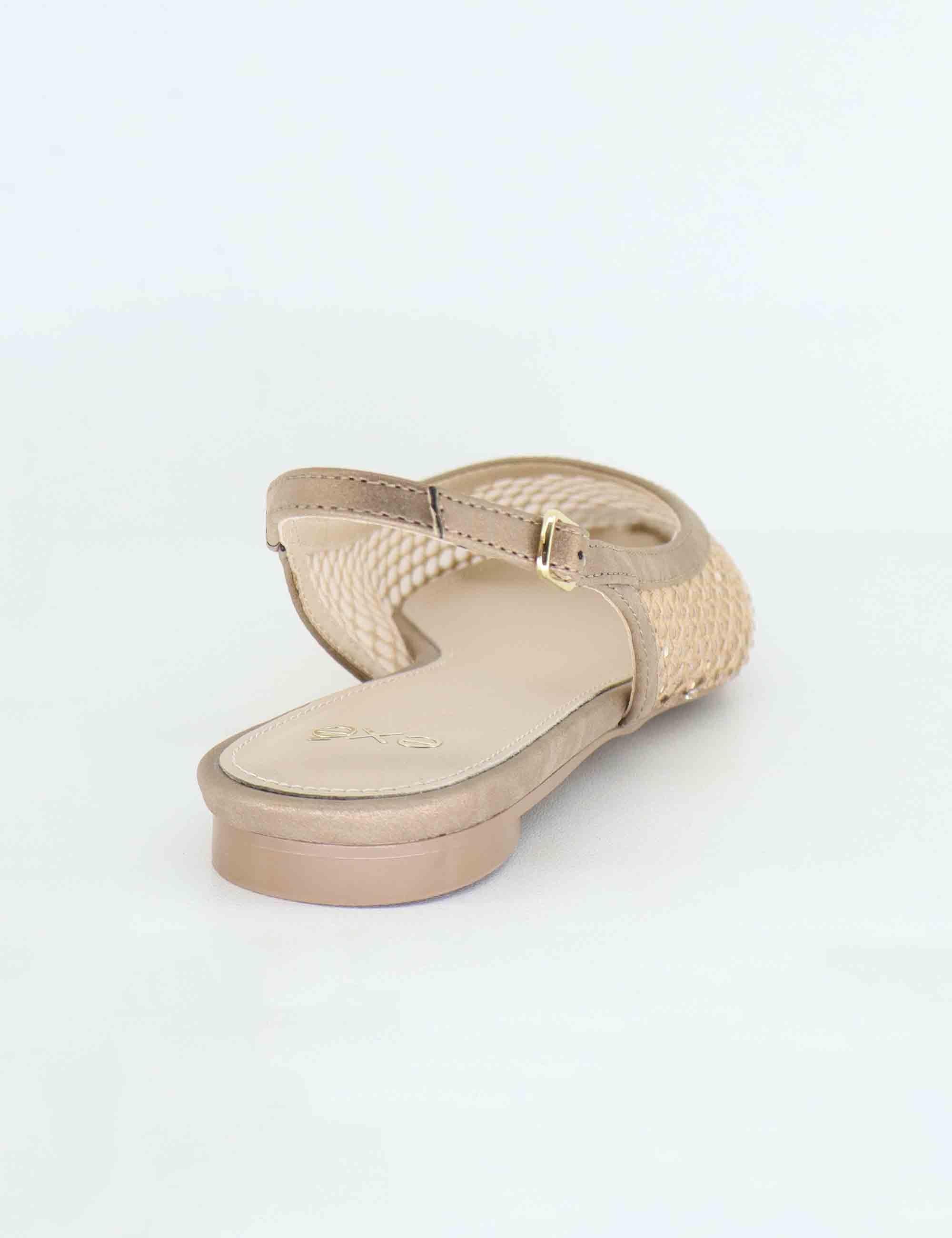 Slingback donna in rete bronzo con strass e tacco basso U4700222130B C176 Exe 