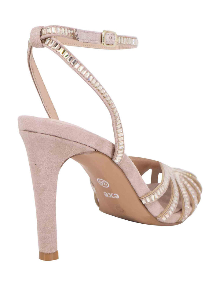 Sandali donna in strass argento con tacco alto e cinturino alla caviglia S470062355C6 326 Exe 