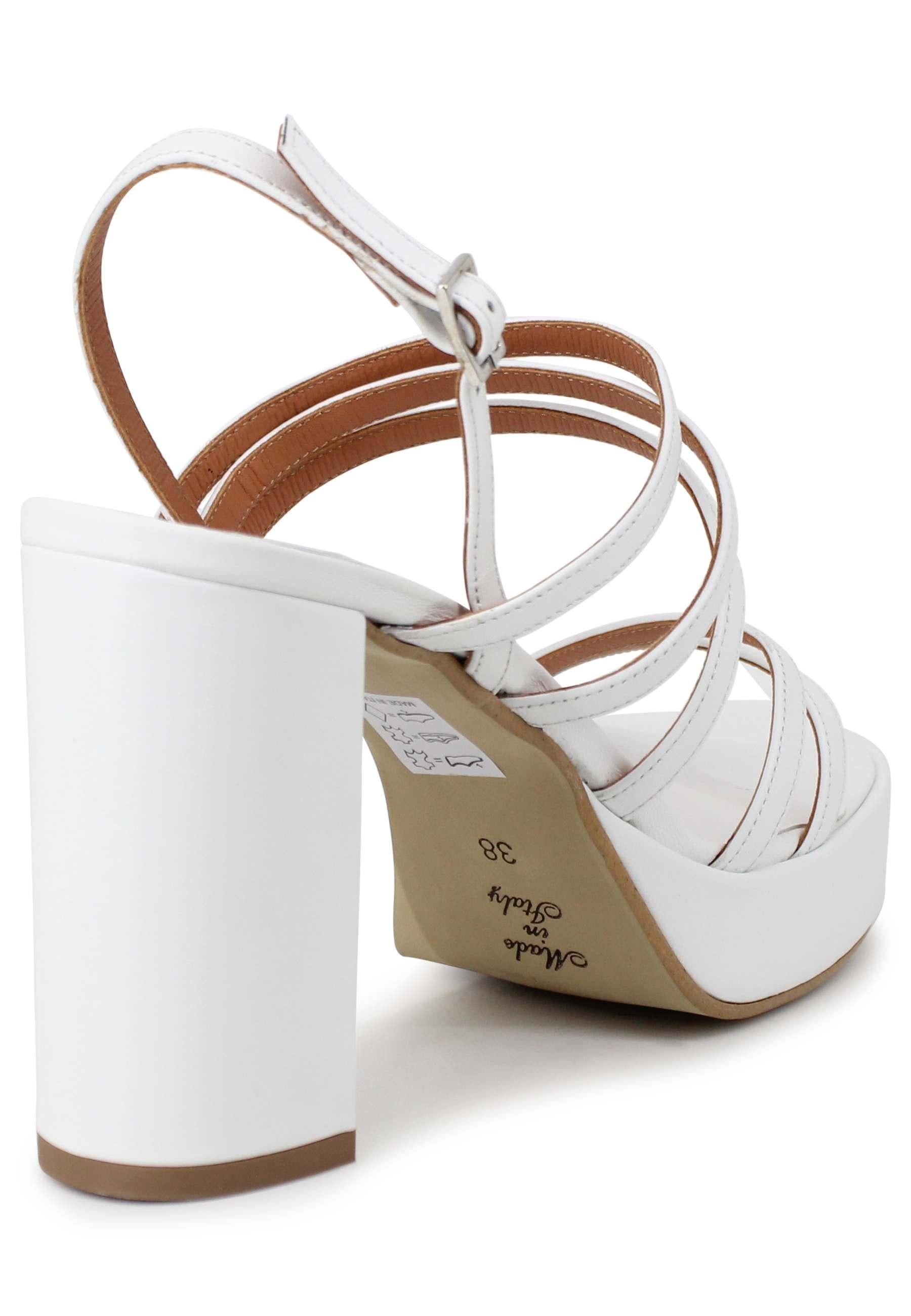 Sandali slingback donna in pelle bianca con tacco alto e plateau MERAK 2 100 Tattoo 